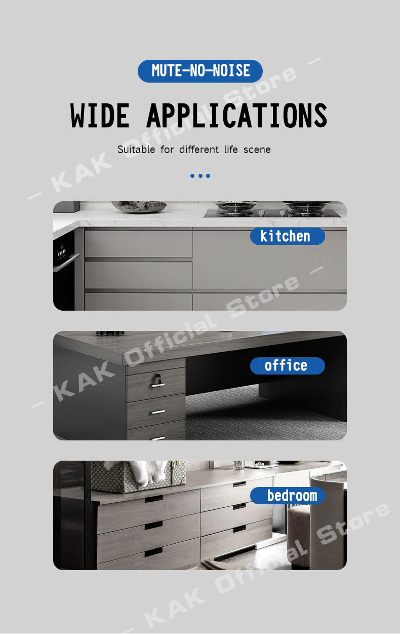 KAK 10"-20" Under Mount Drawer Slide Rails Soft Close 2 Section Hidden Rail Tracks 25KG Drawer Runner Hydraulic Damper Buffer