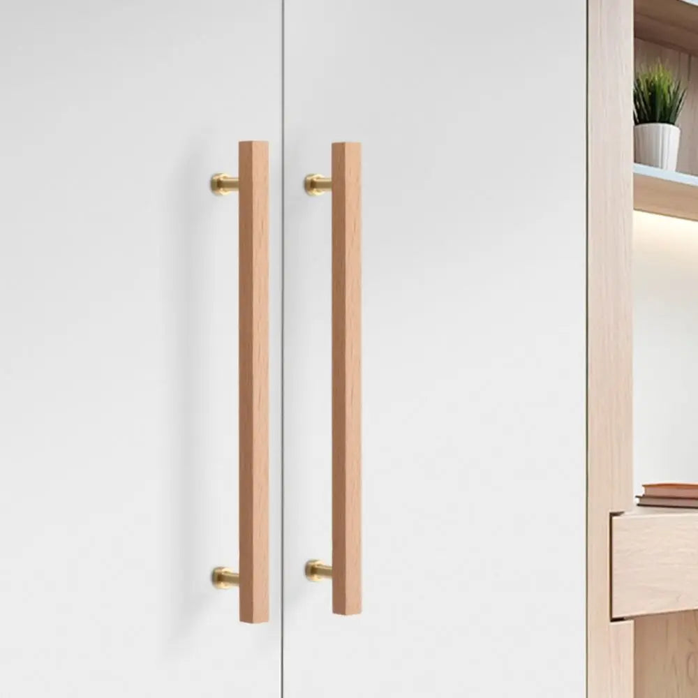 High-End Walnut Wood Wood Cabinet Handles Beech Wood Luxury Design Door Knobs Modern Minimalist Drawer Pulls Dresser