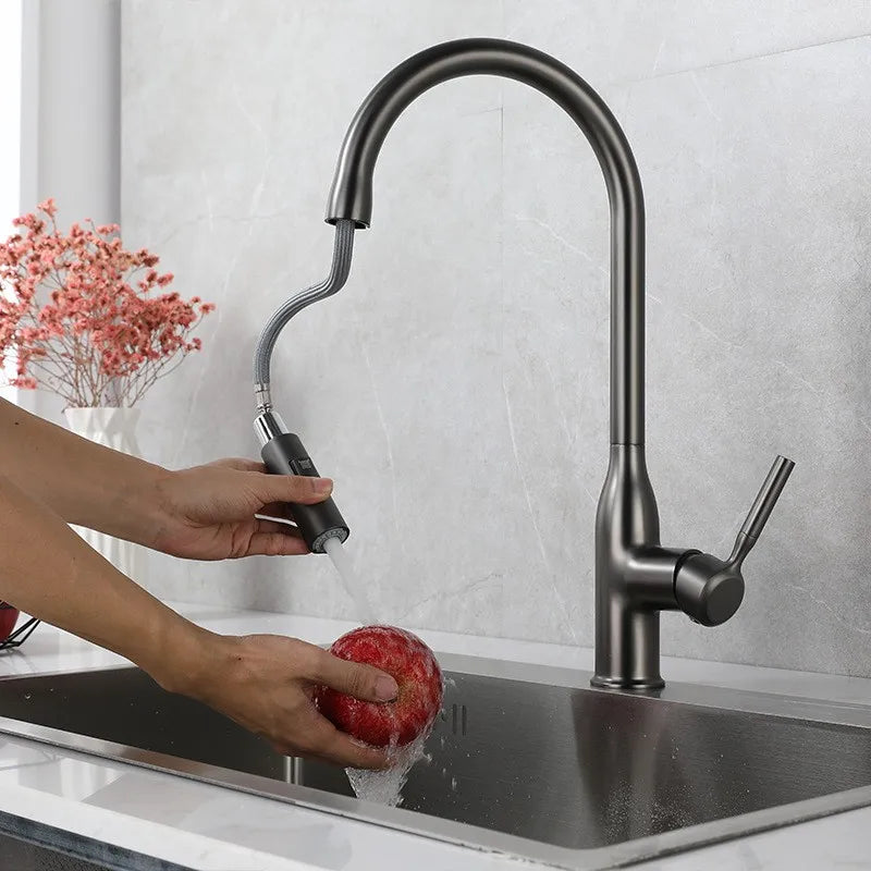 STARON Kitchen Sink Faucet Spring Faucets Pull Out Spout Mixer Tap Hot Cold Water with Pull Down Tap Sprayer Cooking