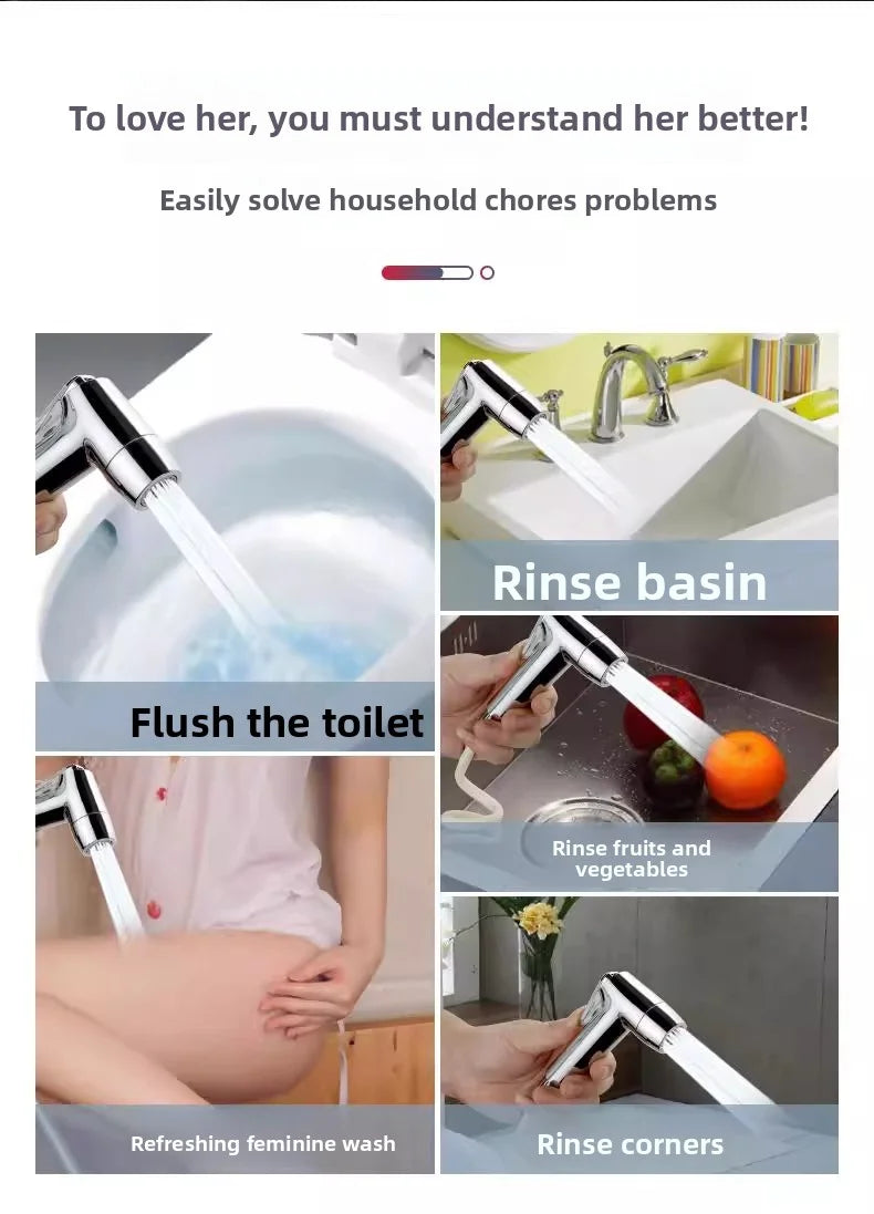 Bathroom accessories, handheld water toilet, dispenser, sprayer, flexible spring shower head, explosion-proof hose, cleaning set