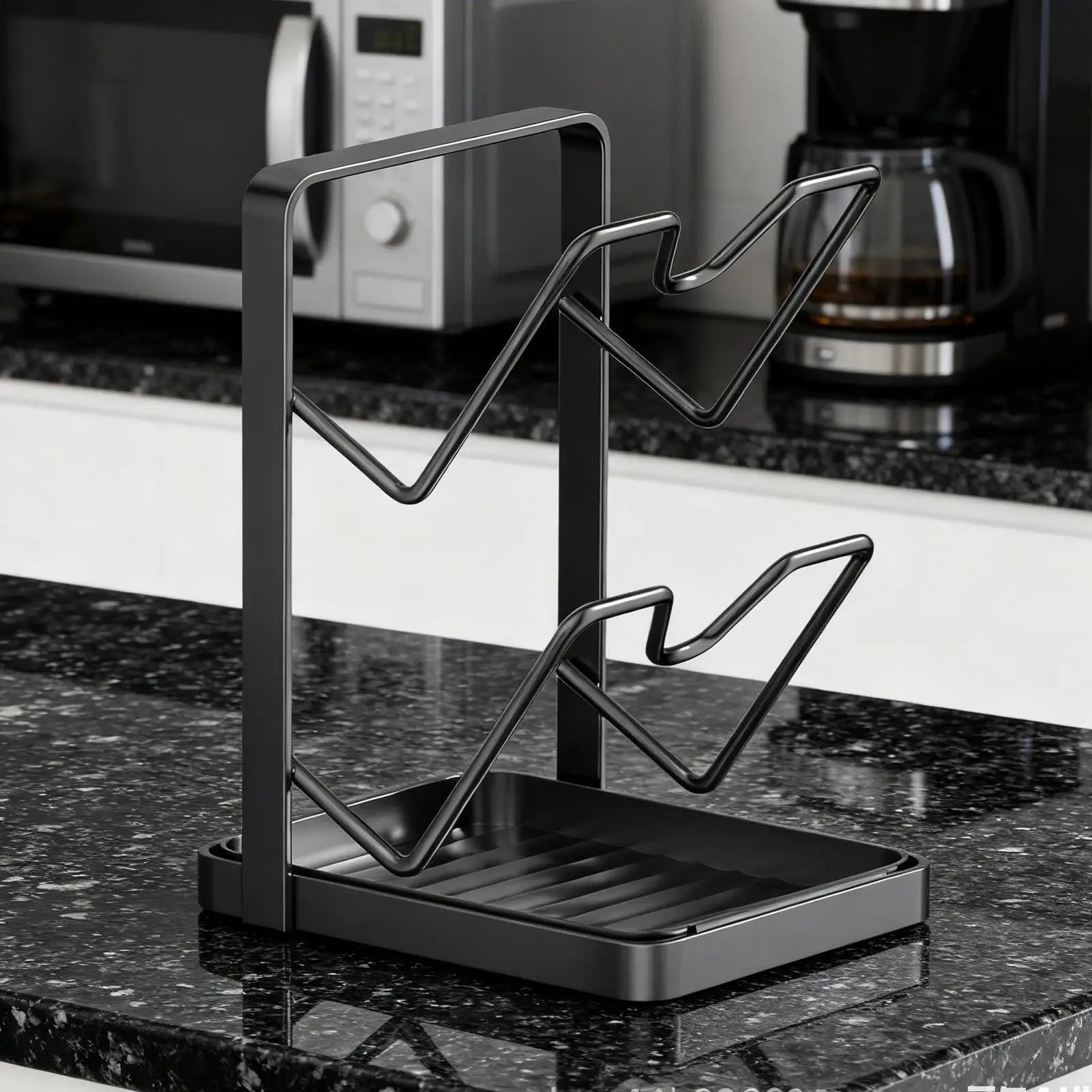 2 Tier Pot Lid Organizer Cutting Board Rack Pan Lid Holder for Kitchen Utensils Spatula Ladle Spoon Countertop Storage Solution