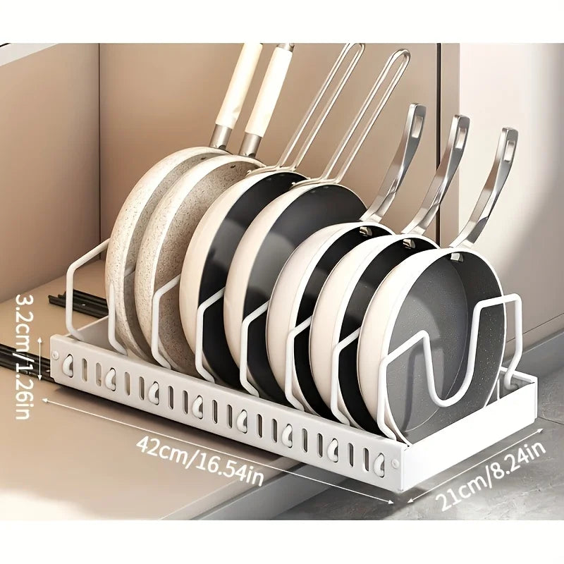 Pots and Pans Organizer Under Cabinet, Pull-out Pots and Pans Organizer, Cabinet Holder, Sliding type Pots and Pans Storage