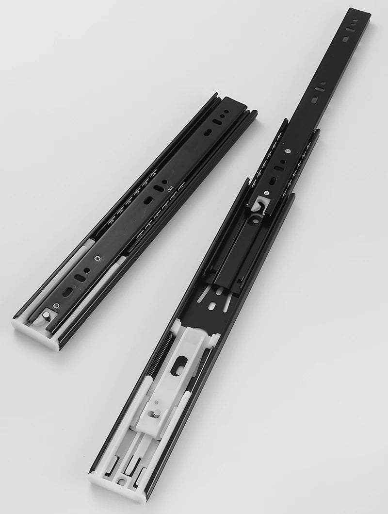 2Pcs Metal Buffer Drawer Slides 8-20 Inch Track Width 45mm Mute Three-Section Rail Sliding Furniture Hardware Fittings