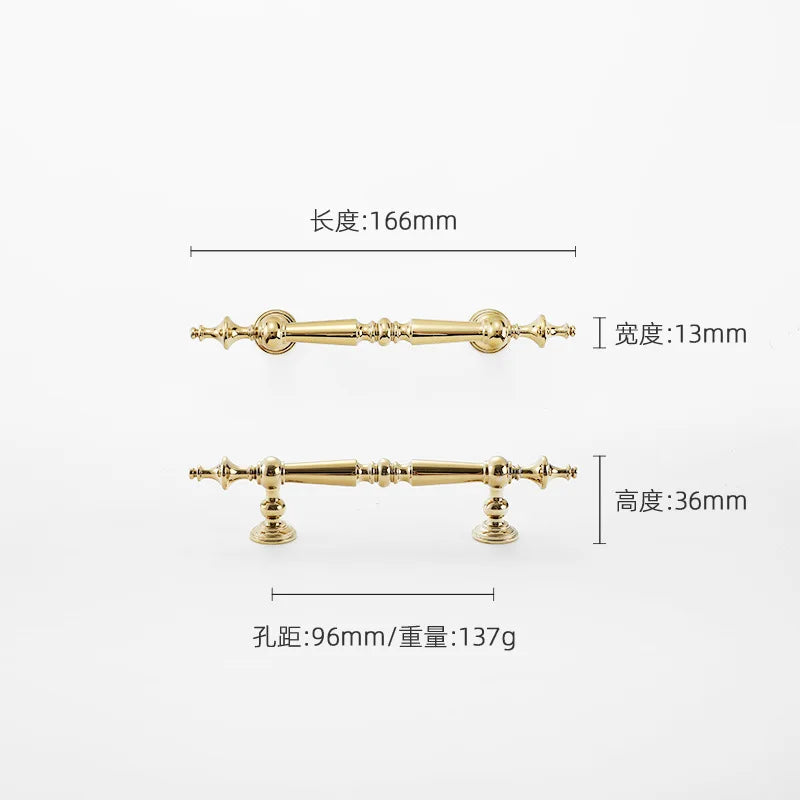 High-end Antique Bronze Door Handles and Knobs Solid Brass Antique Drawer Pulls Kitchen Cupboard Handle Gold Cabinet Handles