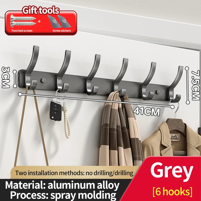 no drill Holes One Row Hangers Kitchen Towels Clothes Hats Toilet Towel Rack Storage Wall Mounted Door Back Rod Hook