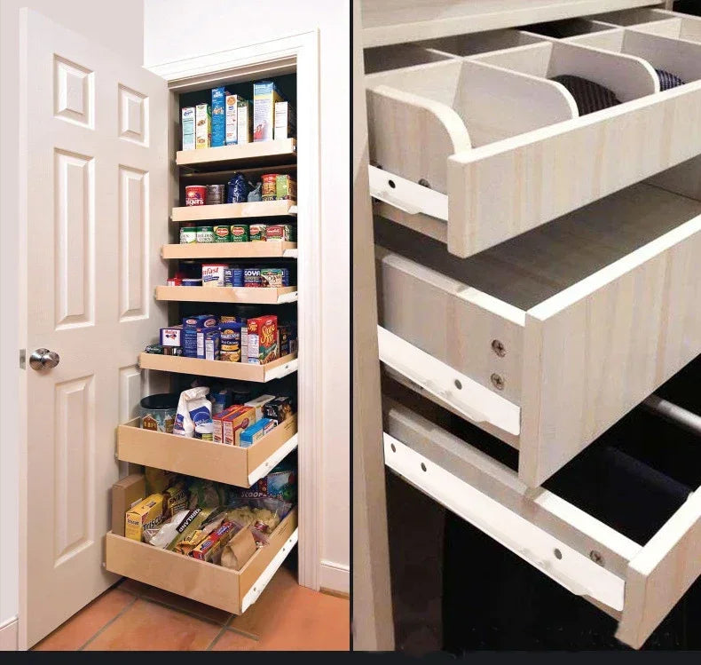 1set Drawer Track Slides Two Cabinet Rails Thickening Computer Table Chute Clothing Cabinets Keyboard Roller Pulley Furniture