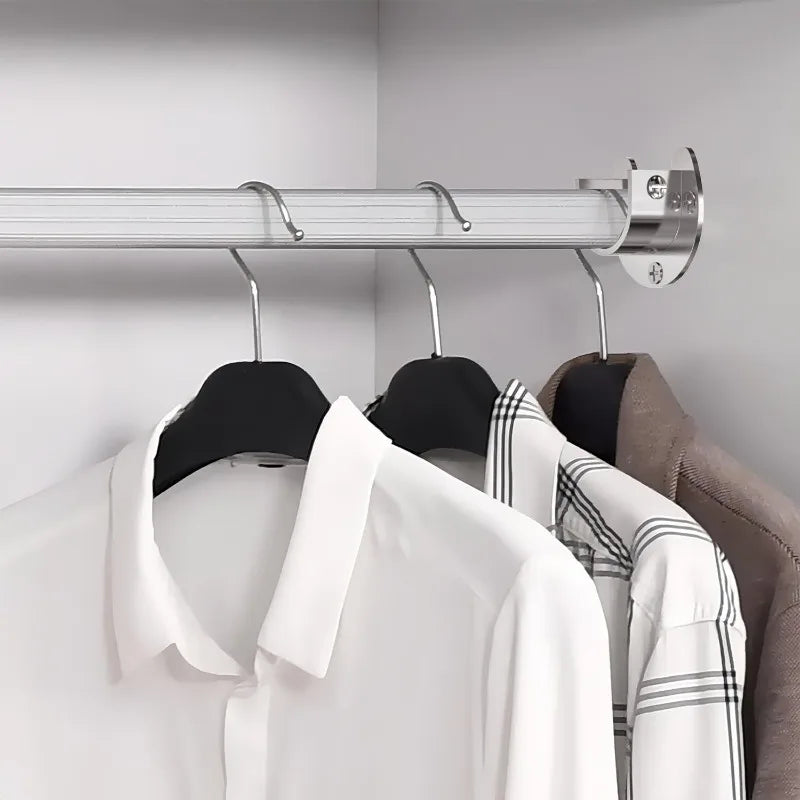 Wardrobe Hanger Rod Fixing Holder Stainless Steel Flange Seat Curtain Rod Tube Hook Fixed Support Bracket Bathroom Hardware