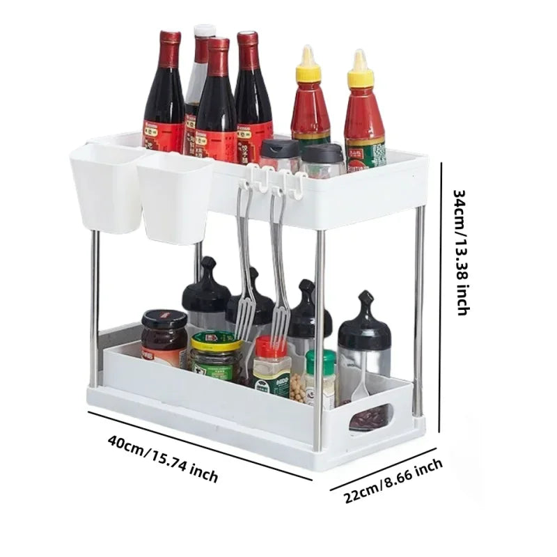 Kitchen Under Sink Storage Organizer Shelf 2 Tier Drawer Multipurpose Rack Cabinet Under Sink Storage Rack Bathroom Organizer