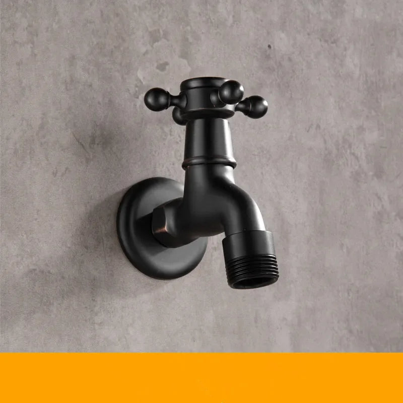 Bathroom Corner Washing Machine Faucet Black Bronze Single Cold Tap Outdoor Garden Wall Mounted Bibcock Tap Mop Pool Taps