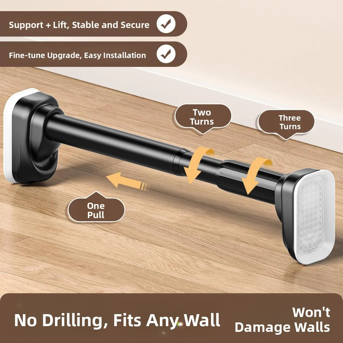 Retractable Clothes Drng Rods Wall Mounted Balcony Batoom Curtain Rods Wardrobe Clothes Hanger Rods No Drilling Required