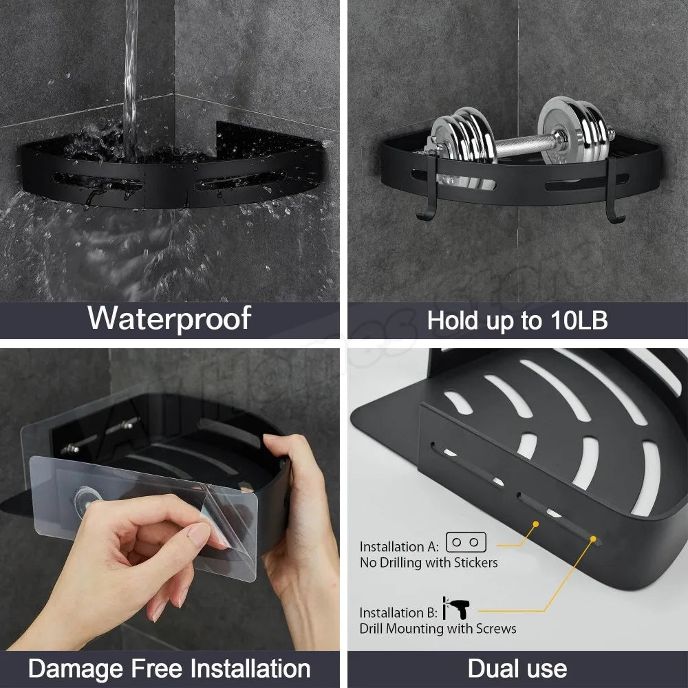 3/2/1PCS No Punching Required Bathroom Shampoo Holder Shower Caddy Shelves Storage Shelf Towel Holder Shelves For Bathroom