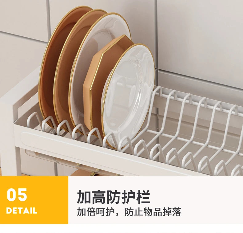 Kitchen Dish Storage Rack, External Hook Plate Organizer, Multi-Function Home Plate Holder, Compact Dish Organizer