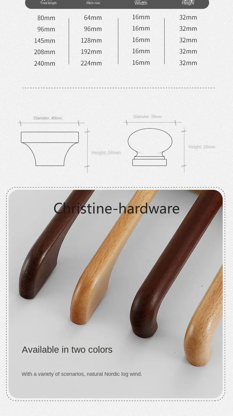 Simple Modern Wooden Cabinet Round Single-hole Handle Drawer Door Kitchen Shoe Cabinet Solid Wood Log Handle