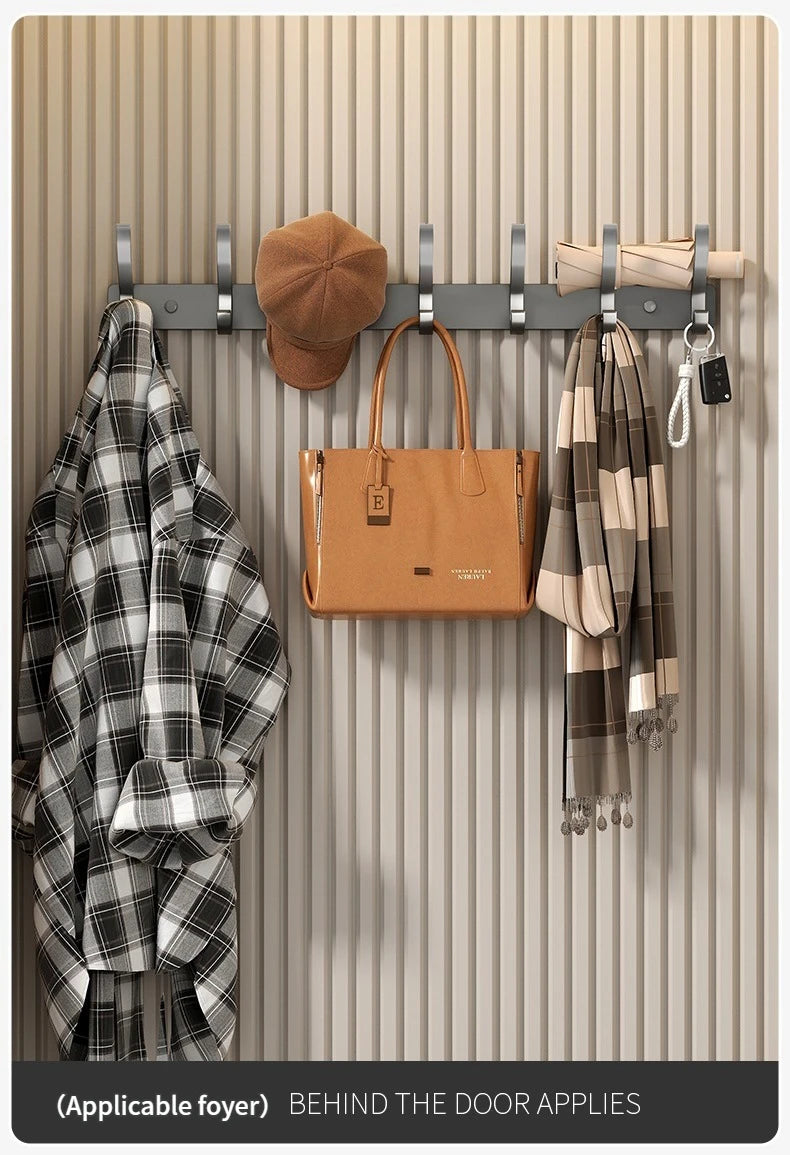 no drill Holes One Row Hangers Kitchen Towels Clothes Hats Toilet Towel Rack Storage Wall Mounted Door Back Rod Hook