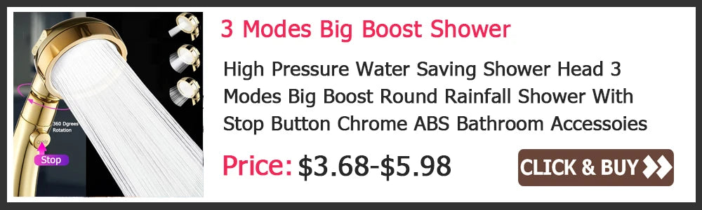Bathroom Booster Shower Head with Filter, 3 Modes Adjustable Spray, Large Flow High Pressure Handheld Shower Head, Silver Shower