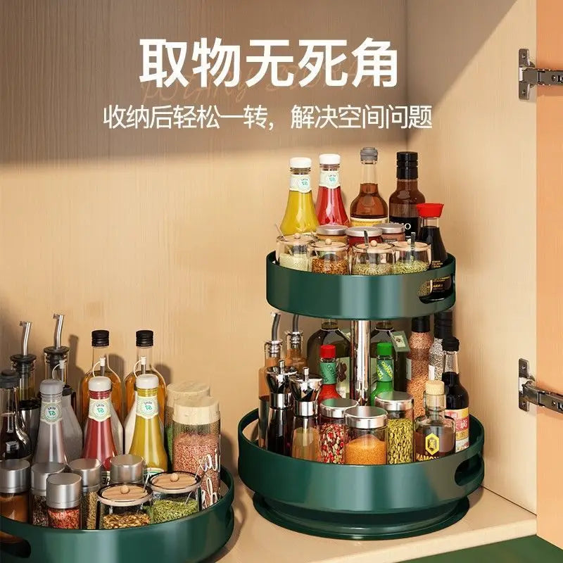 Rotatable Kitchen Spice Rack Multi-Tier Countertop Seasoning Organizer with Movable Turntable for Spice Jars Boxes