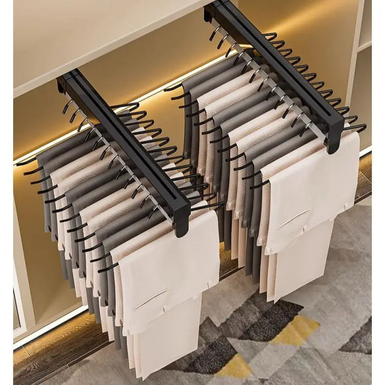 Thin cabinet topmounted telescopic wardrobe hanging rod Thin cabinet clothes hangers through wardrob Vertical Wardrobe
