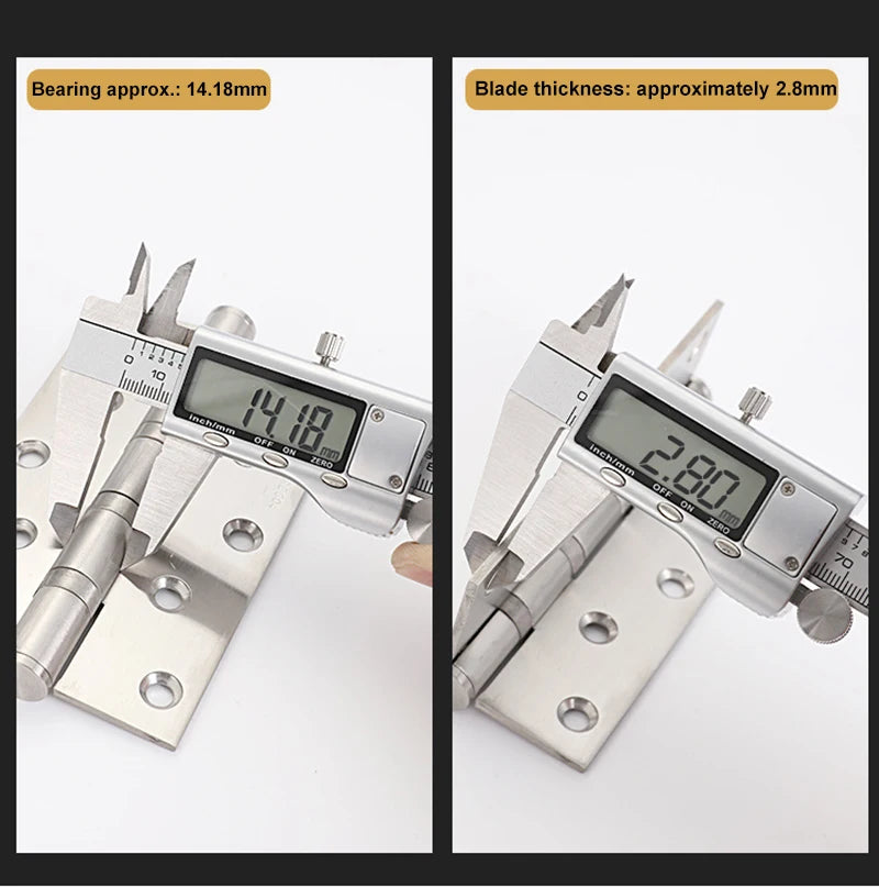 304 Stainless Steel Door Hinges with Ball Bearing, Non-Removable Pin, Heavy Duty for Exterior Interior Doors, 4 in, 5 in, 2PCs
