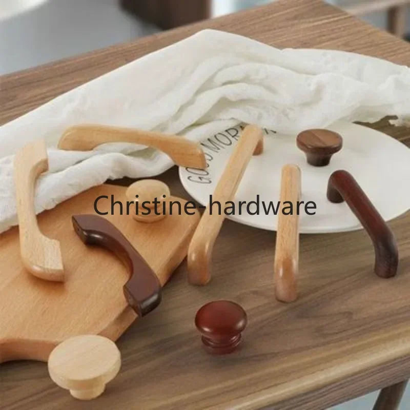 Simple Modern Wooden Cabinet Round Single-hole Handle Drawer Door Kitchen Shoe Cabinet Solid Wood Log Handle