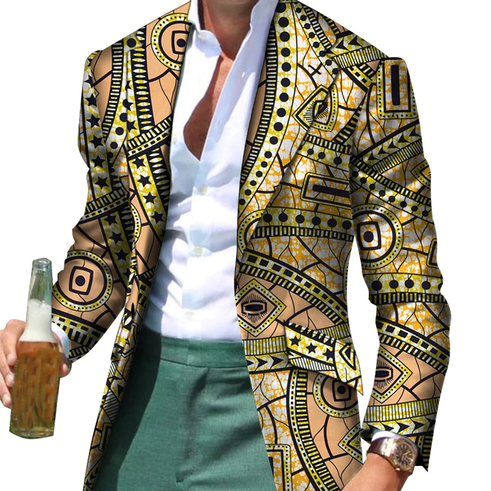 African Men Clothes Smart Causal Customized Slim Fit Fancy Suit Blazer Jackets Formal Coat Business Dashiki Party Wedding WYN530