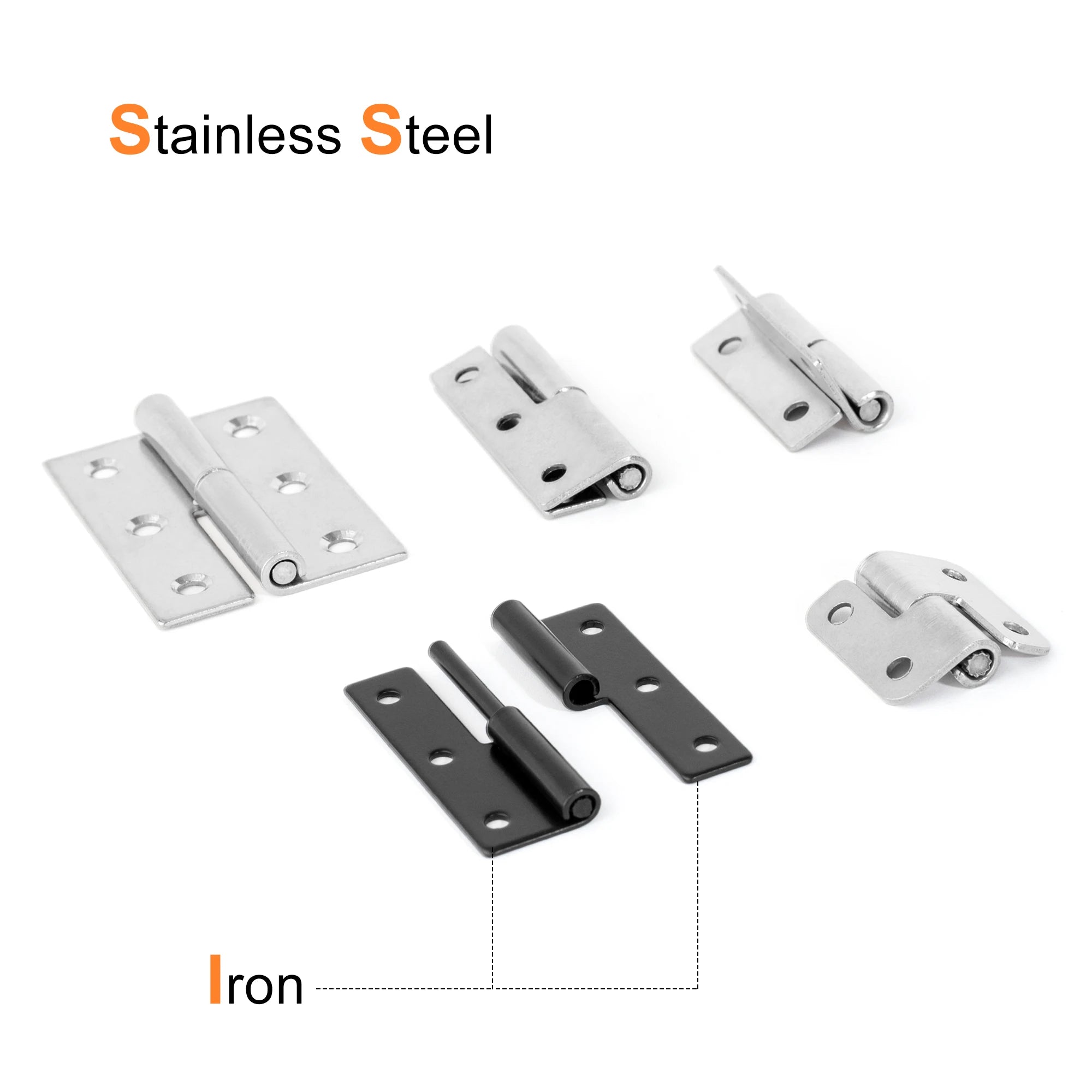2PCS Stainless Steel Detachable Hinge 270 Degree Black Removable Wooden Furniture Door Hinges for Cabinet Cupboard Closet Box