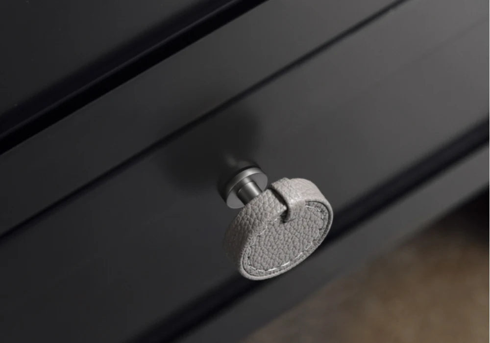 Modern minimalist wardrobe door handle drawer cabinet handmade leather small handle cabinet single hole gold handle set