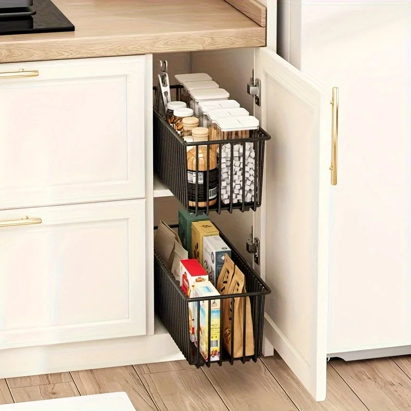 Pull Out Cabinet Organizer Basket Under The Sink Slide-Out Drawer Storage Box Kitchen Sideboard Sliding Drawer Rack Shelf