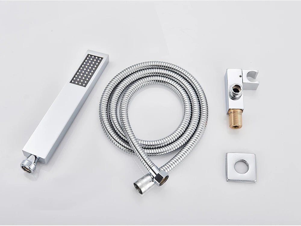 Bathroom Faucet Chrome Rain Shower Head Shower Faucet Wall Mounted Bathtub Bath Mixer Tap Beauty Bathroom Set Shower System