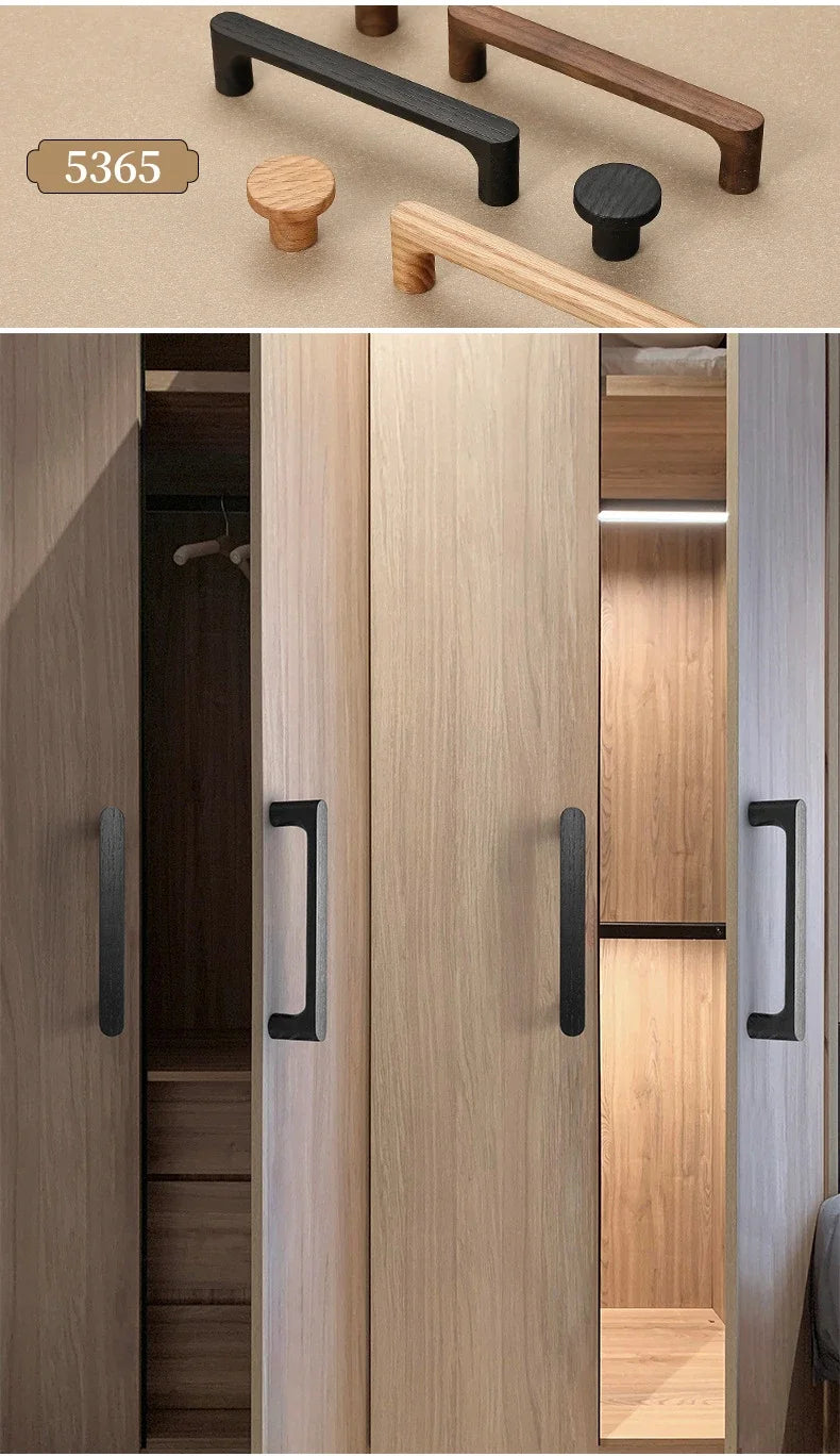 Wooden Cabinet Door Handle Cupboard Door Knob and Handle Kitchen Cabinet Knobs Wardrobe Door Handles for Furniture Hardware