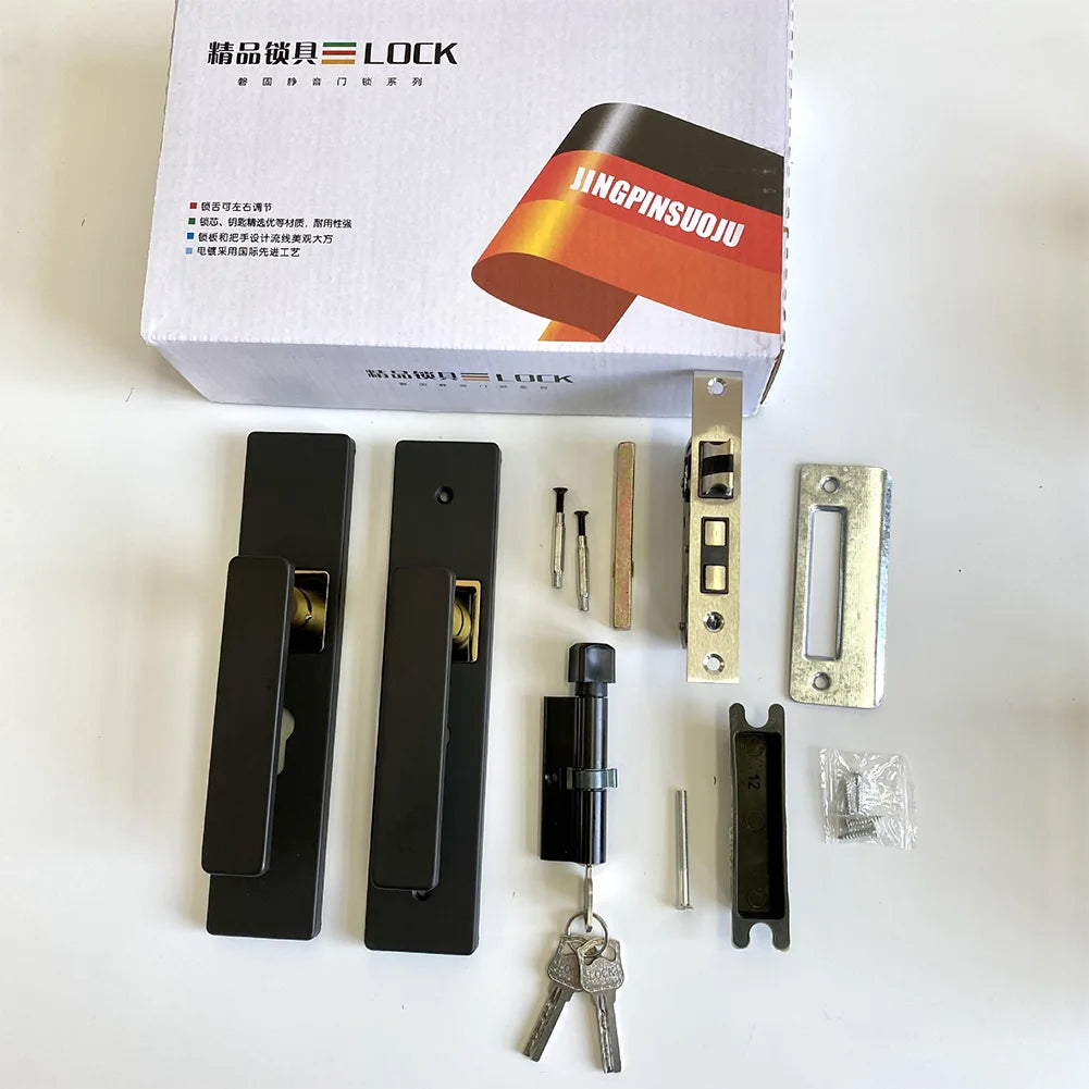 Mute Door Lock Split Handle Metal Door Security Lock with Keys Security Entrance Mechanical Door Lock for Bedroom Bathroom