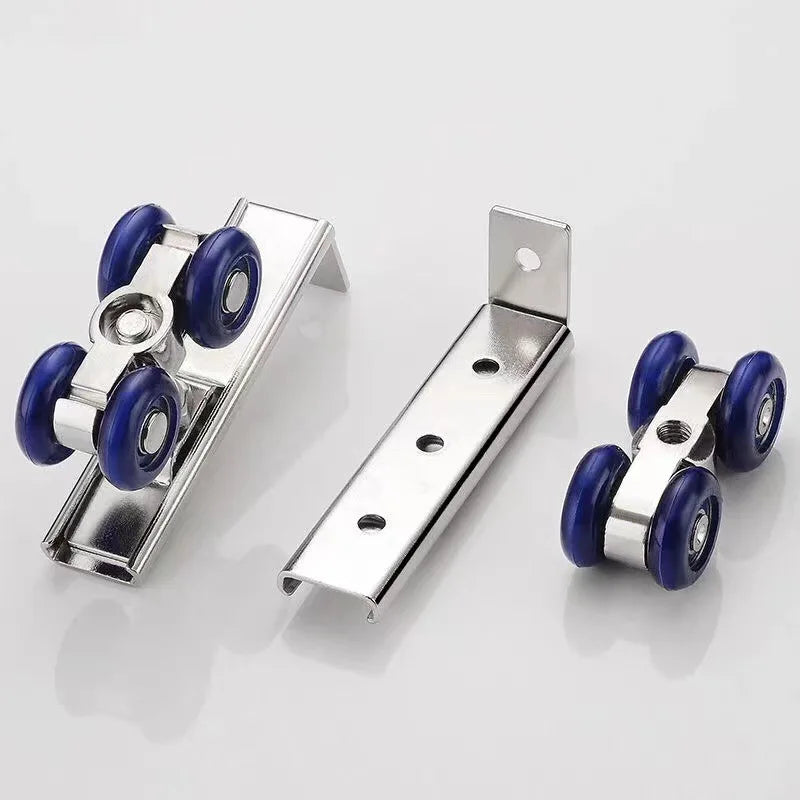2pcs/set Sliding Door Roller Hardware Slide Doors Pulley 4 Wheels Home Room Wood Door Hanging Wheels Rail Track Pulley