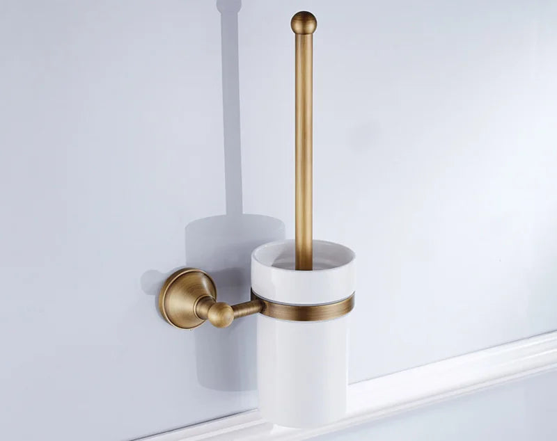 Bronze Bathroom Accessories Hardware Antique Hair Dryer Rack Coat Towel Shelf Rail Bar Shower Soap Dish Holder Toilet Brush