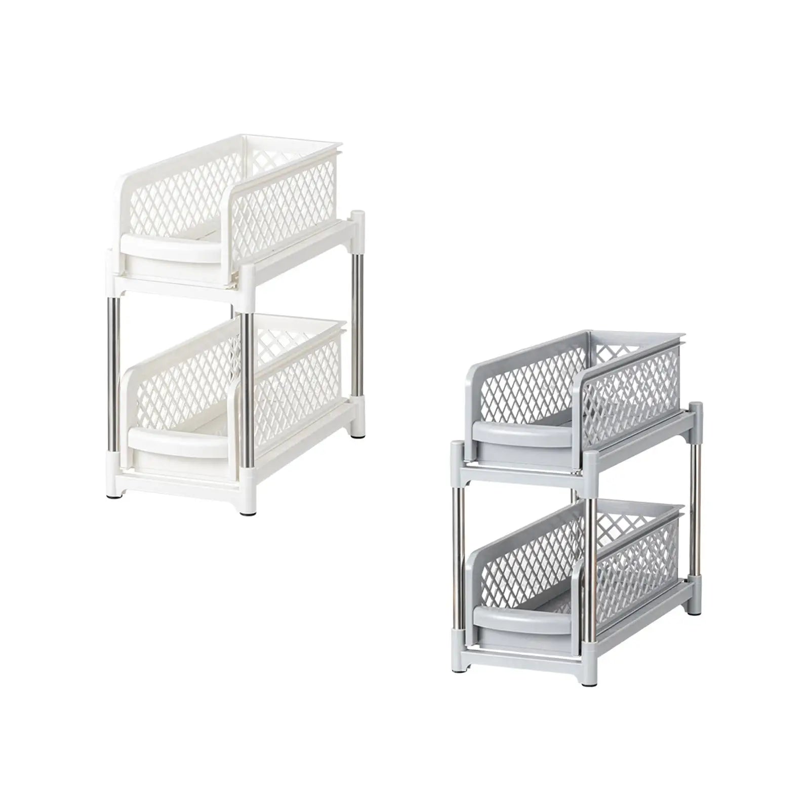 under Sink Organiser Sliding Kitchen Cabinet Organizer Sturdy Stainless Steel Bathroom 2 Tier Pull Out Cabinet Organizer