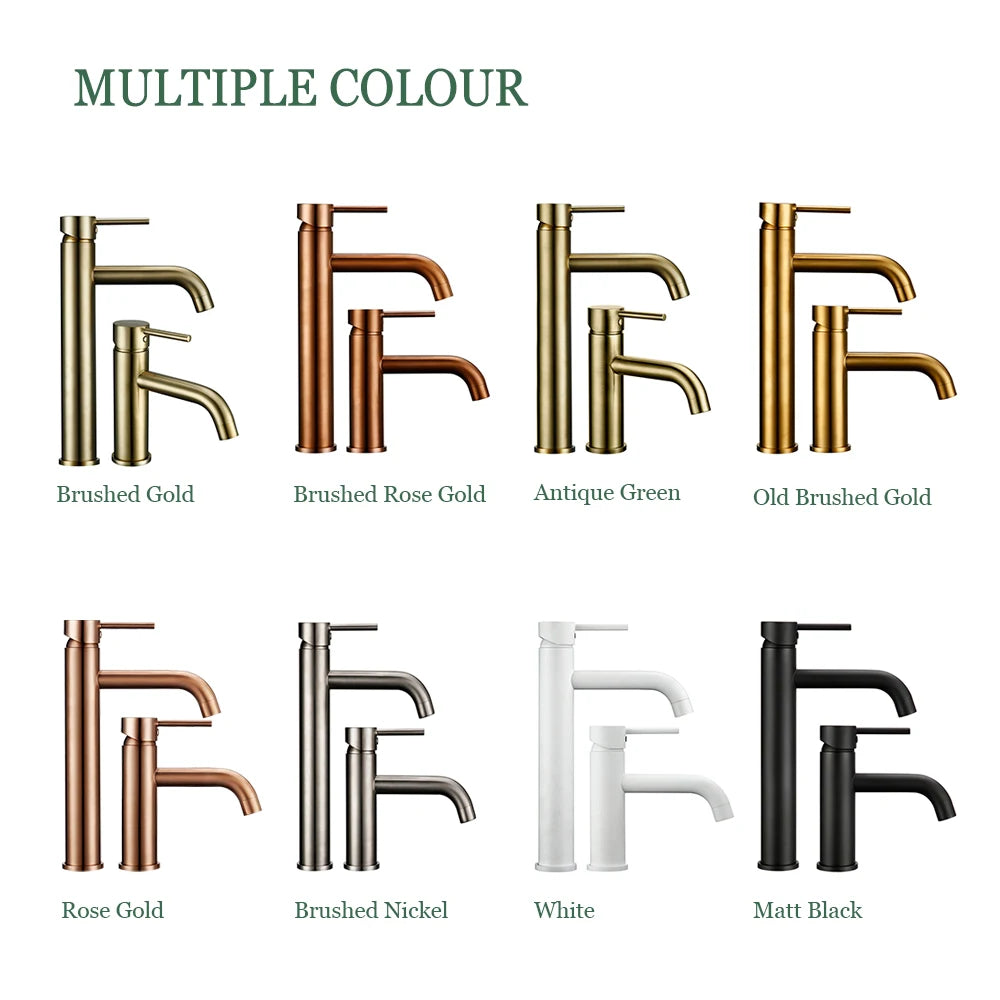 Brushed Gold Basin Faucet Solid Brass Hot And Cold Water Basin Mixer Sink Tap Deck Mounted Bathroom Taps