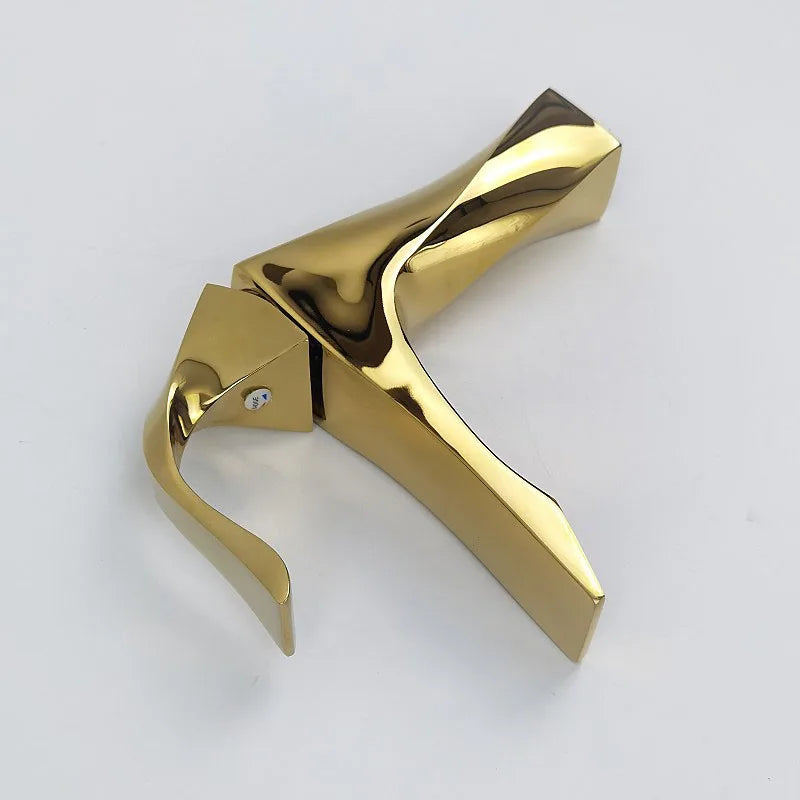 Bathroom Faucet Basin Sink Golden Chrome Tap Hot Cold Water Mixer Tap Deck Mounted Bathroom Faucets Single Lever Taps