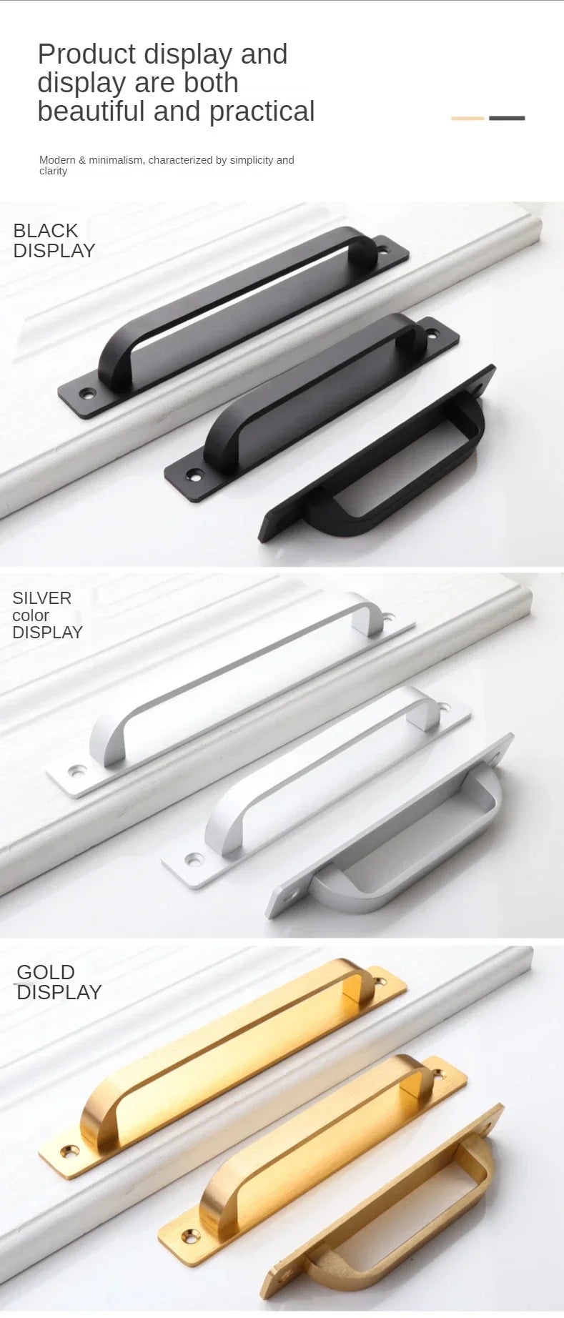 Door/Window Handle Balcony Wooden Sliding Door Handle Golden Aluminum Alloy Warehouse Door Black Kitchen Handle