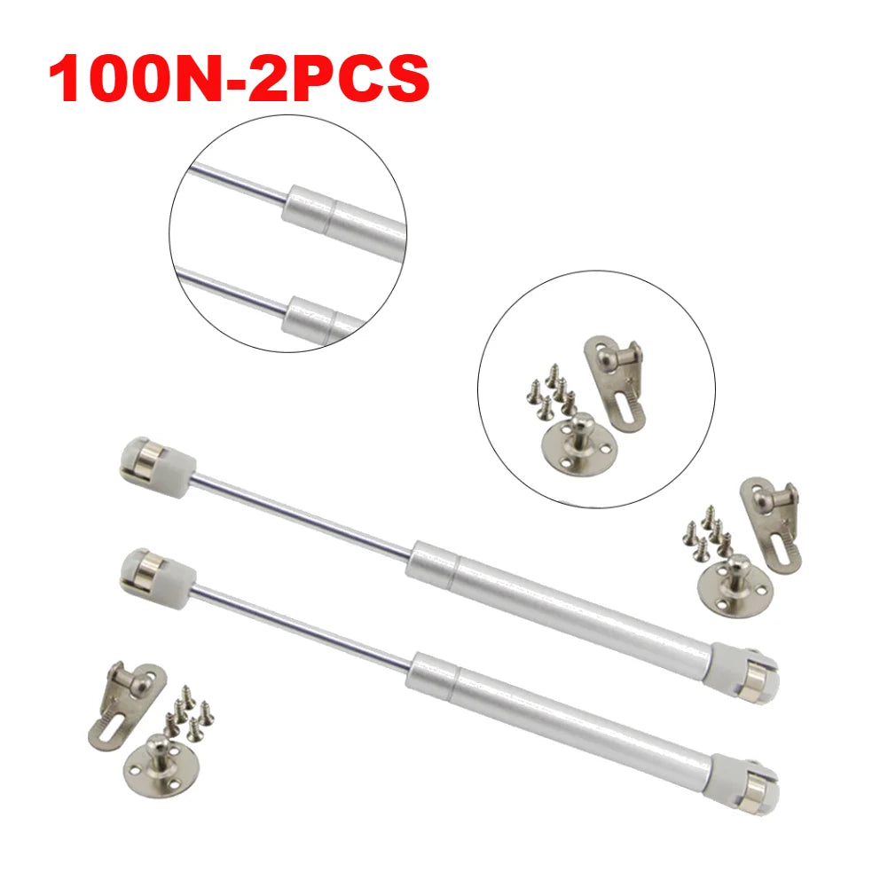 80N/100N 2pc Pneumatic Support Cabinet Hinges Silent Hydraulic Furniture Door Lift Support Stay Soft Close Open Cabient Hardware