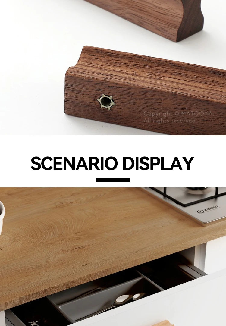 Wooden Furniture Handles Walnut Kitchen Cabinet Handles Drawer Knobs Handles for Cabinets and Drawers Long Wardrobe Pulls