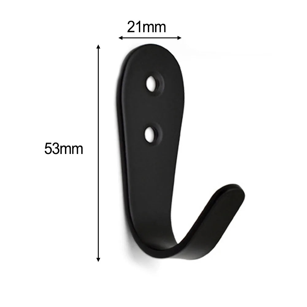 Towel Hanger Holder Coat Single Hook Kitchen Bathroom Bedroom Small U-shaped Wall-mounted 4pcs Black Solid Metal