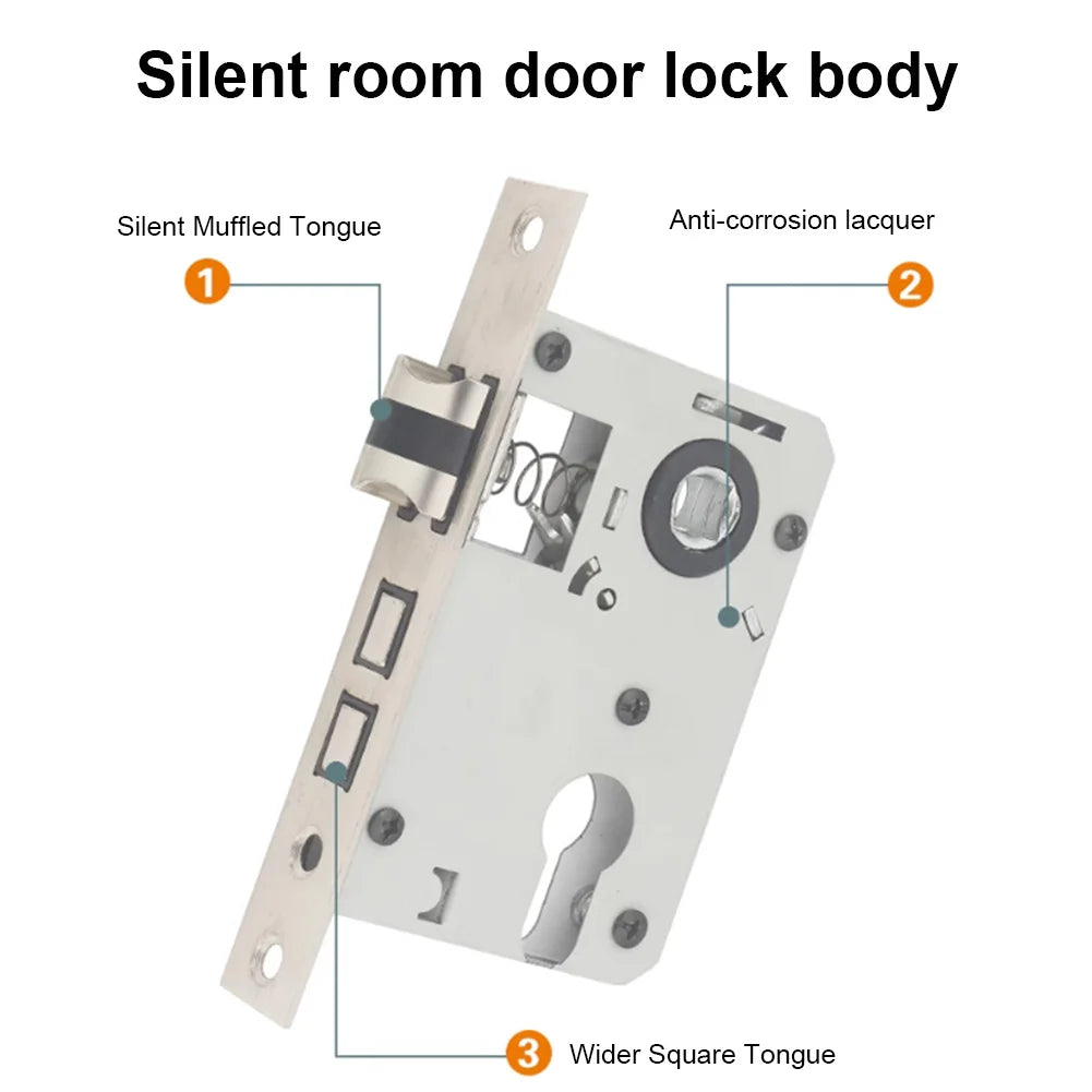Mute Door Lock Split Handle Metal Door Security Lock with Keys Security Entrance Mechanical Door Lock for Bedroom Bathroom