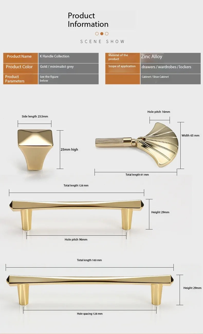 Modern High-end Cabinet Door Handle Cabinet, Kitchen Cabinet, Personalized Light Luxury Fan-shaped Wardrobe, Drawer Handle Knobs