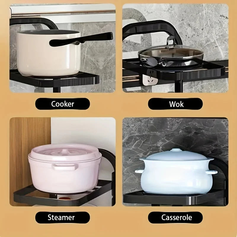 Adjustable Kitchen Storage Shelves, Pot Racks & Sink Organizers. Multi-layer Cabinets for Efficient Space Saving.