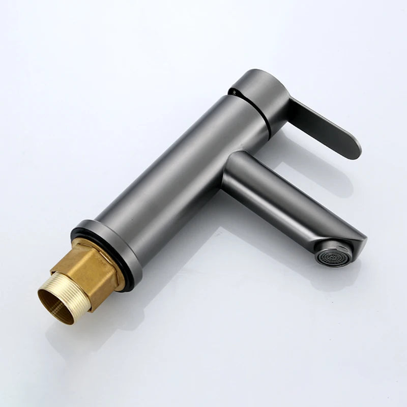 Basin Sink Bathroom Faucet Deck Mounted Hot Cold Water Basin Mixer Taps Matte Black Lavatory Sink Tap Crane