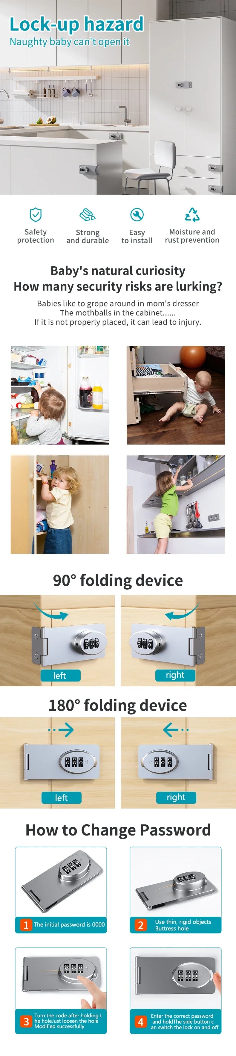 Drawer Lock, Password Locked Door, Secure Sliding Lock, Small Door, Cabinet, Filing Cabinet, Lock, Outdoor Garage, Garden