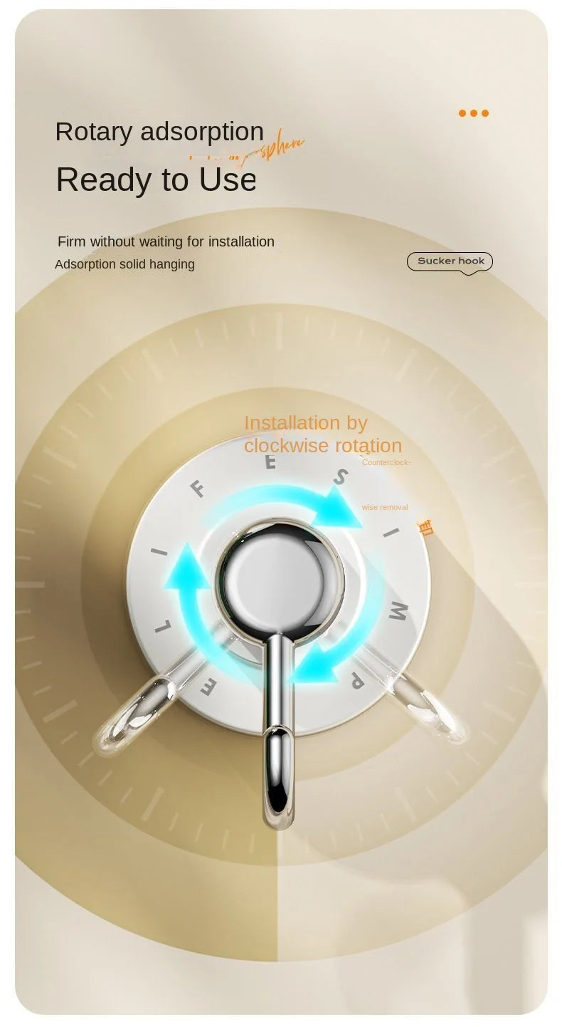 Bathroom Accessories Waterproof Rotating Suction Hooks for Bathroom Kitchen Strong Adhesive Wall Organize