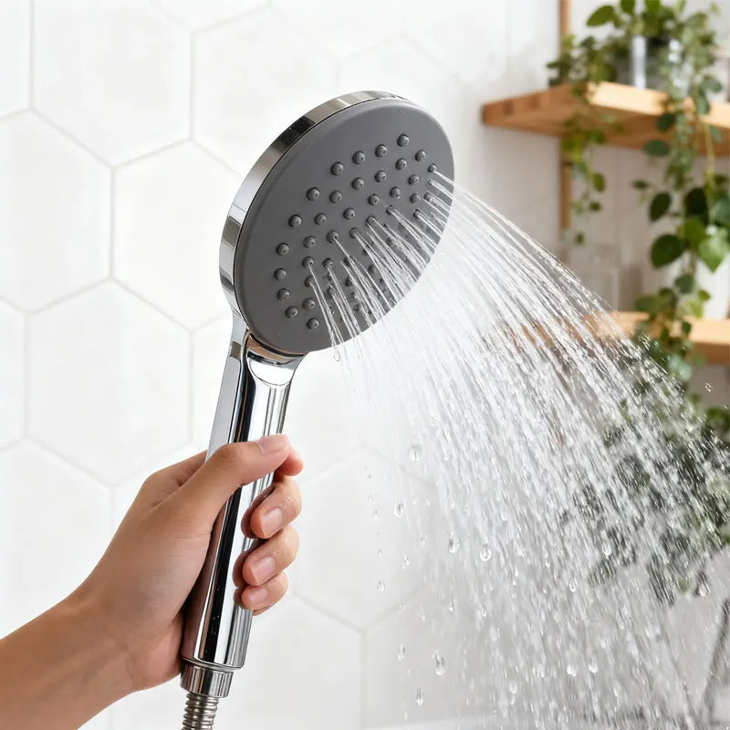 Home Handheld Bathroom Shower Head Rainfall Spray Round Shower Head with Hose and Shower Base Set Bathroom Accessories Douche