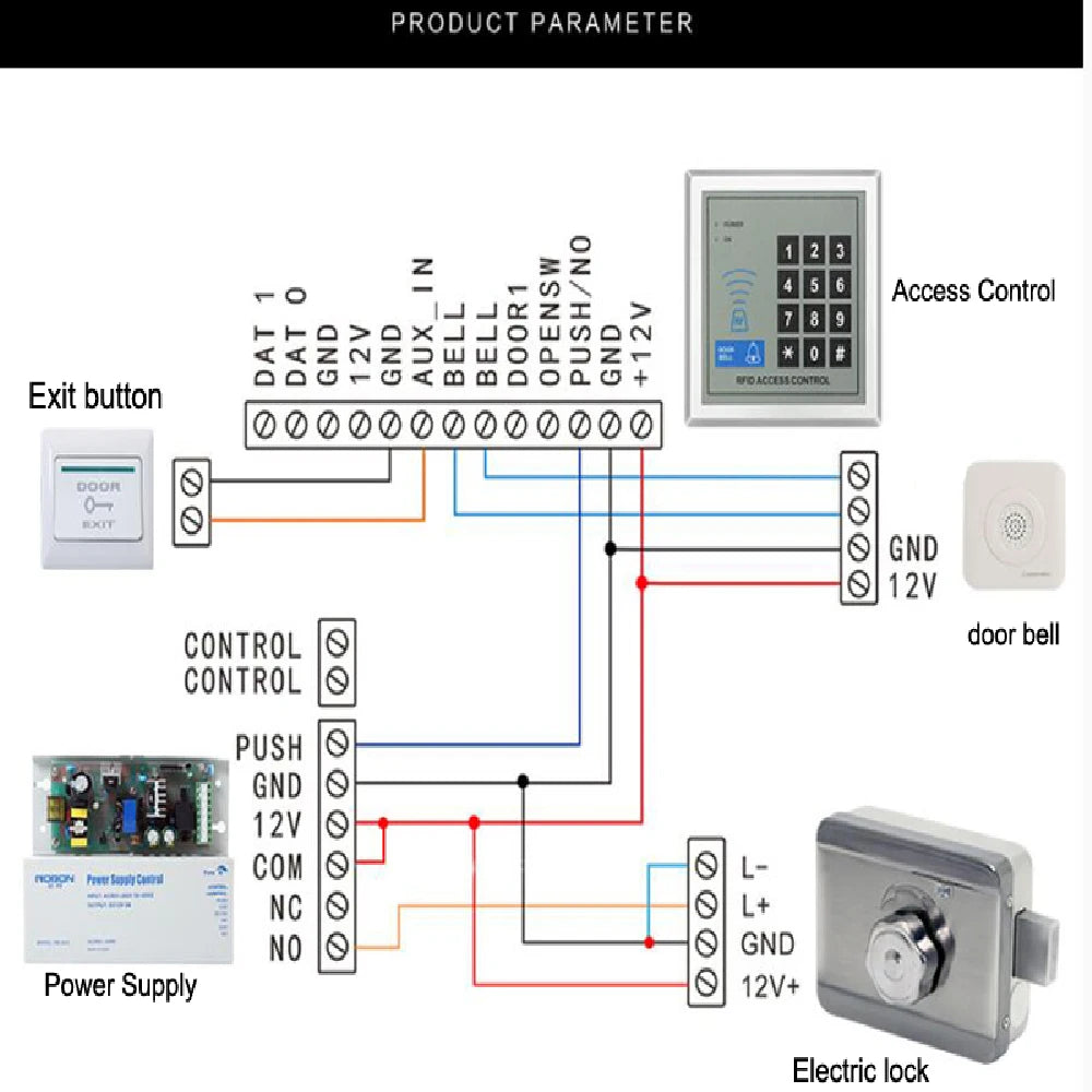 DC 12V Metal Electric Lock Gate Lock Strike Lock Access Control System Electronic Integrated Door Rim lock