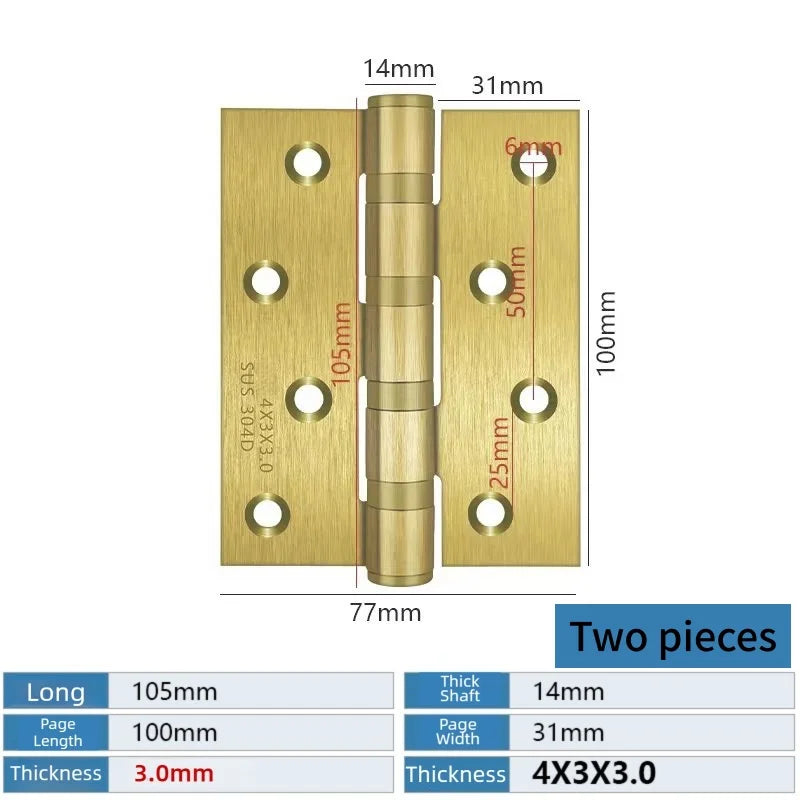 A Pair Of Stainless Steel Door Butt Hinges Furniture Hardware Decorative Accessories 4/5 Inch High-Quality Folding Hinges