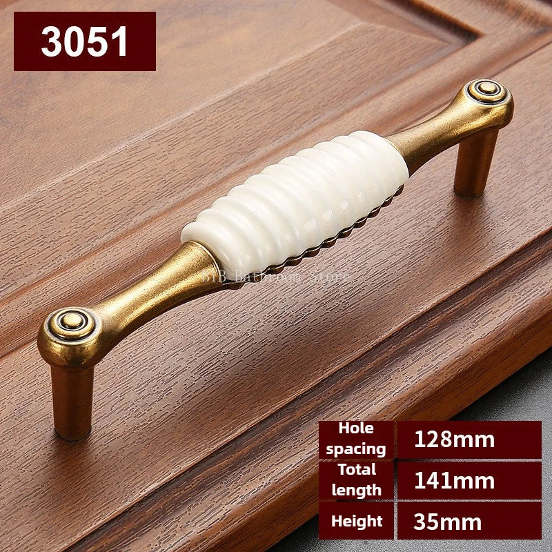 Drawer Knobs Wardrobe Door Handle European Furniture Hardware Zinc Alloy Antique Bronze Ceramic White Cabinet Handles