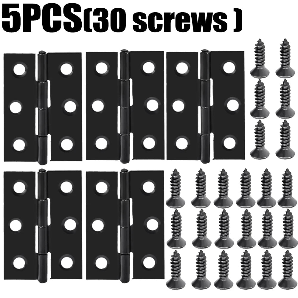 Stainless Steel Hinge for Furniture Wooden Doors Windows Cabinets Cupboards Bookcase Fitting Hardware 6 Mounting Hole with Screw
